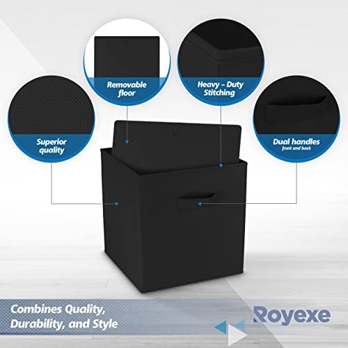 Storage Cubes - 11 Inch Cube Storage Bins (Set of 8). Fabric Cubby Organizer Baskets with Dual Handles | Foldable Closet Shelf Organization Boxes (White)