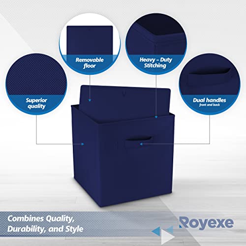 Storage Cubes - 11 Inch Cube Storage Bins (Set of 8). Fabric Cubby Organizer Baskets with Dual Handles | Foldable Closet Shelf Organization Boxes (White)