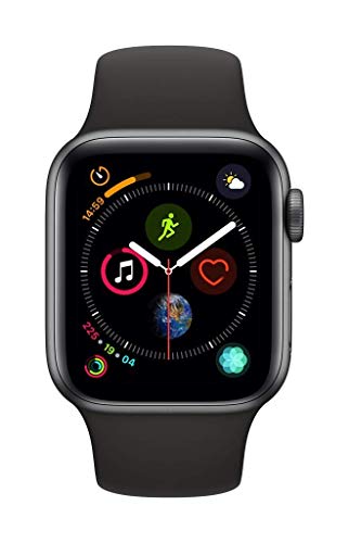 Apple Watch Series 4 (GPS + Cellular, 44MM) - Space Black Aluminum Case with Black Sport Band (Renewed)