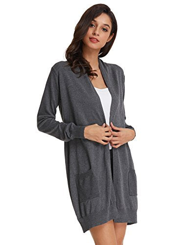 GRACE KARIN Women's Cardigan Sweater Color Block Long Sleeve Casual Long Sleeve Argyle Black S