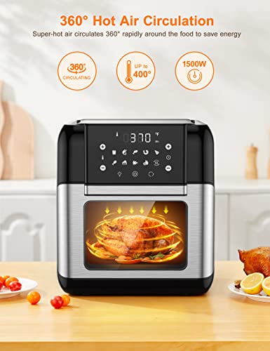 Innsky 10.6 Quart Air Fryer Oven with Rotisserie & Dehydrator, 【Patent & Safety Certs】10-in-1 Hot Air Fryers Toaster Oven Combo, Airfryer Countertop Oven, 6 Accessories, 32+ Recipes, ETL Certified, 1500W