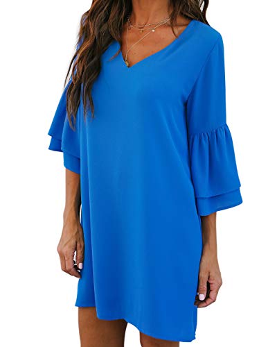 Women's Dress Sweet & Cute V-Neck Bell Sleeve Shift Dress Mini Dress