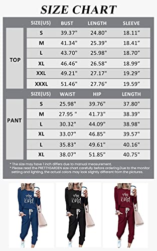 PRETTYGARDEN Women's 2023 Fall Two Piece Outfit Long Sleeve Crewneck Pullover Tops And Long Pants Tracksuit (Black,X-Large)