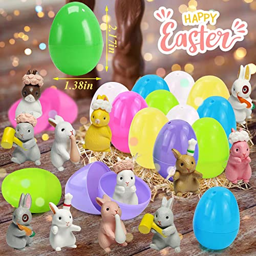 Dokeawo Easter Eggs Filled with Toys, 10Pcs Easter Eggs with 10Pcs Mini Pull-back Car Toys for Easter Egg Hunt, Easter Gifts for Kids, Easter Basket Stuffers for Kids