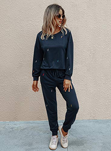 PRETTYGARDEN Women's Tie Dye Two Piece Tracksuit Set Long Sleeve Sweatshirt with Long Pants (Grey,X-Large)