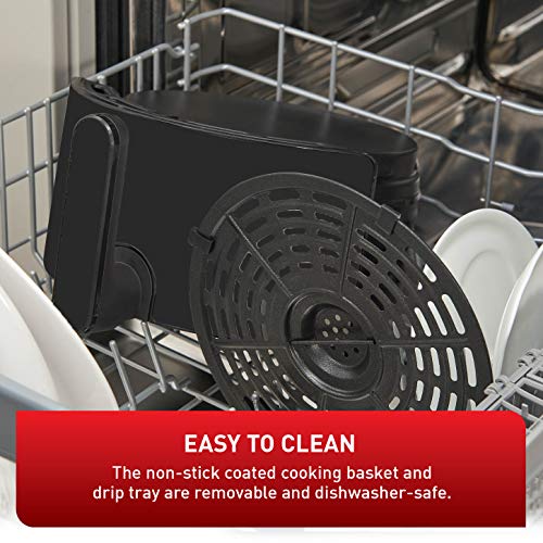 T-Fal Air Fryer, Friteuse, Easy Fry, Low Oil, Patented Basket System, 4.4Qt / 4.2L, EY201850, Black