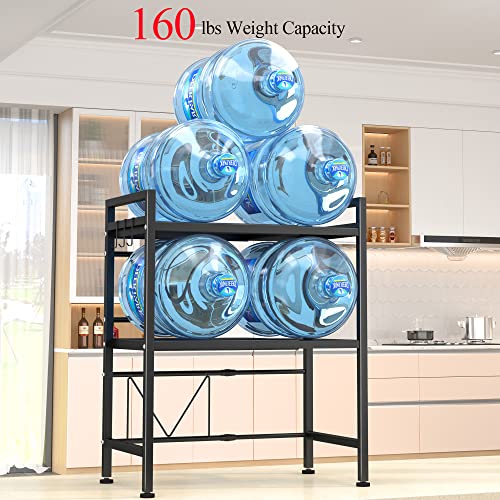 PUSDON Extendable Microwave Oven Rack, Adjustable Microwave/Toaster Shelf Heavy Duty Stand Kitchen Counter Top Organizer(L15.7~23.6" xW12.6 xH18.9), 2-Tier with 3 Hooks, 160lbs Weight Capacity, White