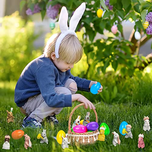 Dokeawo Easter Eggs Filled with Toys, 10Pcs Easter Eggs with 10Pcs Mini Pull-back Car Toys for Easter Egg Hunt, Easter Gifts for Kids, Easter Basket Stuffers for Kids