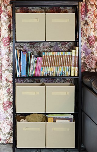 SimpleHouseware Storage Bin Cube Foldable Organizer, Grey - Pack of 6