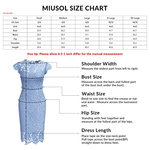 Miusol Women's Retro Floral Lace Slim Evening Cocktail Mini Dress (Small, Navy Blue)