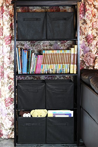 SimpleHouseware Storage Bin Cube Foldable Organizer, Grey - Pack of 6