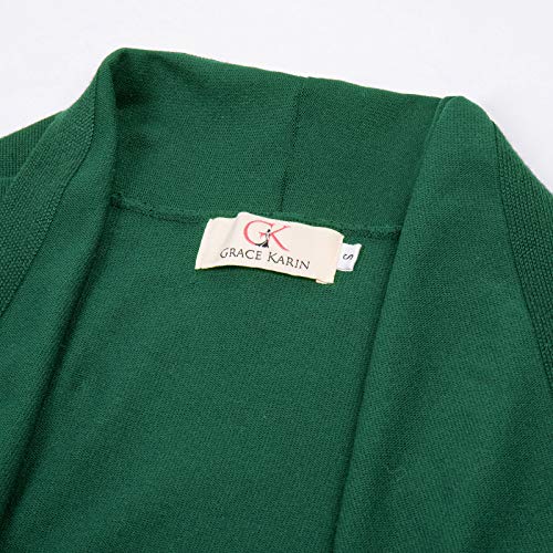 GRACE KARIN Women's Cardigan Sweater Color Block Long Sleeve Casual Long Sleeve Argyle Black S