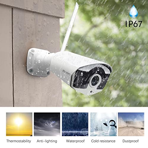 JOOAN Wireless Security Camera System 3MP Outdoor【8CH H.265+ & Audio】 8CH NVR&4Pcs HD1296P Surveillance Cameras,Waterproof&Great Night Vision,Motion Human Detection&Email Alarm(1TB HDD pre-Installed)