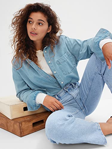 Gap Women's Big Shirt, Light Wash, X-Large