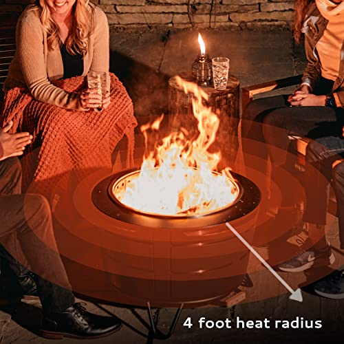 TIKI Brand Smokeless 24.75 in. Patio Fire Pit, Wood Burning Outdoor Fire Pit - Includes Wood Pack, Modern Design with Removable Ash Pan and Weather Resistant Cover, Black