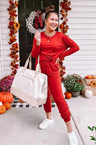 PRETTYGARDEN Women's 2023 Fall Two Piece Outfit Long Sleeve Crewneck Pullover Tops And Long Pants Tracksuit (Black,X-Large)