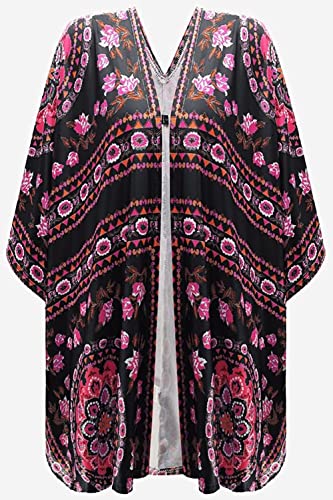 Bsubseach Pom Pom Kimono Cover Up for Bathing Suit Women Half Sleeve Cardigan Summer Bikini Beachwear Black