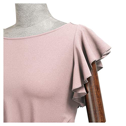 AISIZE Women's Pinup Vintage Ruffle Sleeves Cocktail Party Pencil Dress Small Pink