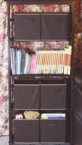 SimpleHouseware Storage Bin Cube Foldable Organizer, Grey - Pack of 6