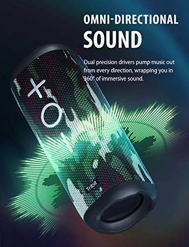 Tribit StormBox Bluetooth Speaker - 24W Portable Speaker, 360° Full Surround Sound, Enhanced Bass, Wireless Dual Pairing, IPX7 Waterproof, 20-Hour Playtime, 66ft Bluetooth Range Outdoor Speaker