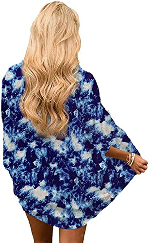Naivikid Womens Floral Print Loose Puff Sleeve Kimono Cardigan Lace Patchwork Cover Up Blouse Lotus Root Gray 01 L