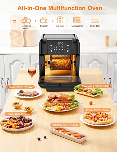 Innsky 10.6 Quart Air Fryer Oven with Rotisserie & Dehydrator, 【Patent & Safety Certs】10-in-1 Hot Air Fryers Toaster Oven Combo, Airfryer Countertop Oven, 6 Accessories, 32+ Recipes, ETL Certified, 1500W