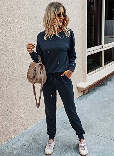 PRETTYGARDEN Women's Tie Dye Two Piece Tracksuit Set Long Sleeve Sweatshirt with Long Pants (Grey,X-Large)