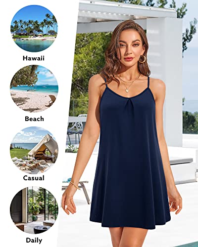 ULTRANICE Women's Summer Casual Spaghetti Straps Floral Swing Beach Dresses Mini Sun Dress