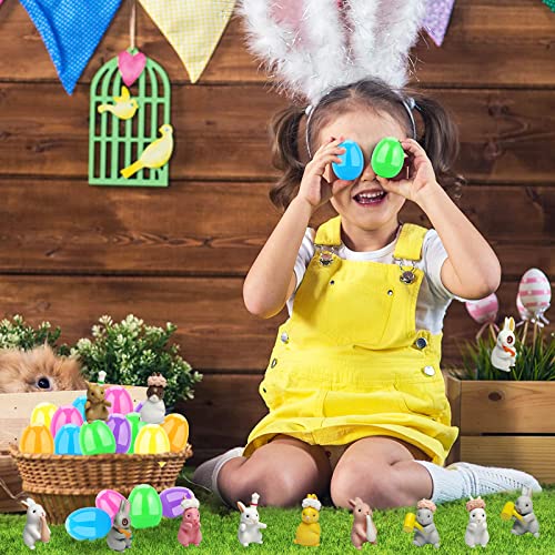 Dokeawo Easter Eggs Filled with Toys, 10Pcs Easter Eggs with 10Pcs Mini Pull-back Car Toys for Easter Egg Hunt, Easter Gifts for Kids, Easter Basket Stuffers for Kids
