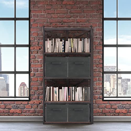 SimpleHouseware Storage Bin Cube Foldable Organizer, Grey - Pack of 6