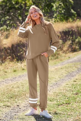 PRETTYGARDEN Women's Tie Dye Two Piece Tracksuit Set Long Sleeve Sweatshirt with Long Pants (Grey,X-Large)