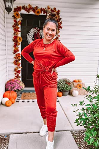 PRETTYGARDEN Women's 2023 Fall Two Piece Outfit Long Sleeve Crewneck Pullover Tops And Long Pants Tracksuit (Black,X-Large)