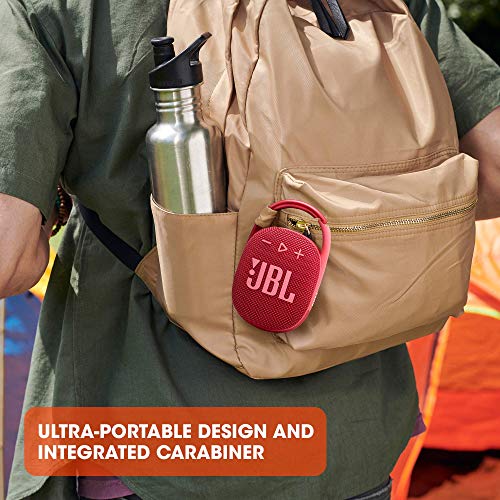 JBL Clip 4 - Portable Mini Bluetooth Speaker, Big Audio and Punchy bass, Integrated Carabiner, IP67 Waterproof and dustproof, 10 Hours of Playtime, Speaker for Home, Outdoor and Travel - (Blue)