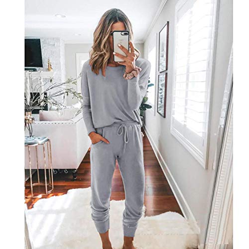 PRETTYGARDEN Women's 2023 Fall Two Piece Outfit Long Sleeve Crewneck Pullover Tops And Long Pants Tracksuit (Black,X-Large)