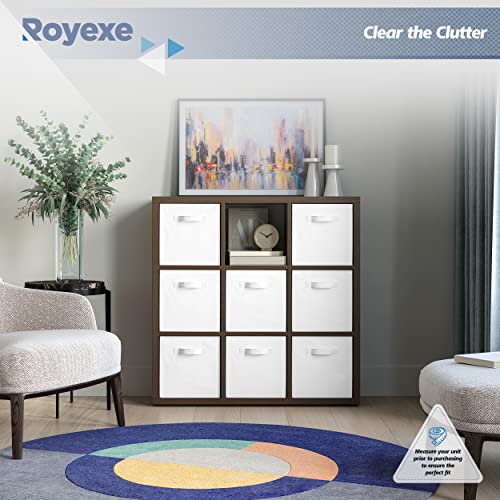 Storage Cubes - 11 Inch Cube Storage Bins (Set of 8). Fabric Cubby Organizer Baskets with Dual Handles | Foldable Closet Shelf Organization Boxes (White)