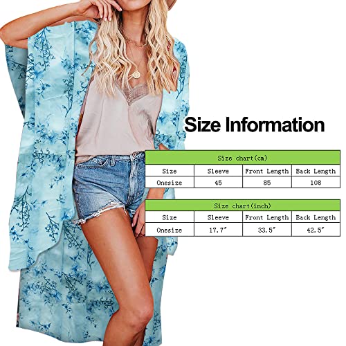 Jayscreate Women's Chiffon Kimono Cardigan Lightweight Batwing Summer Casual Sheer Swimsuit Up for Women Coverup Tops