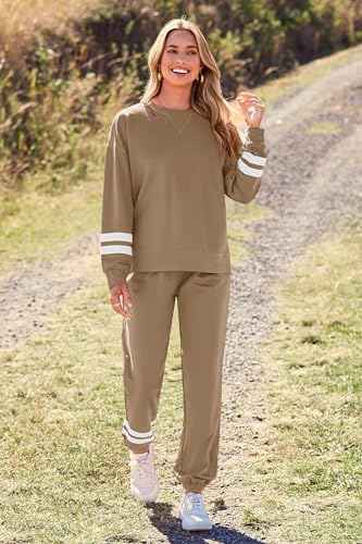 PRETTYGARDEN Women's Tie Dye Two Piece Tracksuit Set Long Sleeve Sweatshirt with Long Pants (Grey,X-Large)