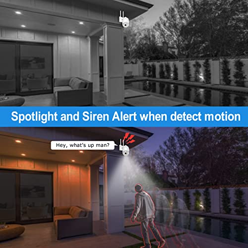 Security Camera Wireless Outdoor, HOSAFE WiFi Camera Surveillance for Home Security Camera System, 2-Way Audio, Floodlight, PTZ, Motion Detection Auto Tracking, 1080P Night Vision, Waterproof
