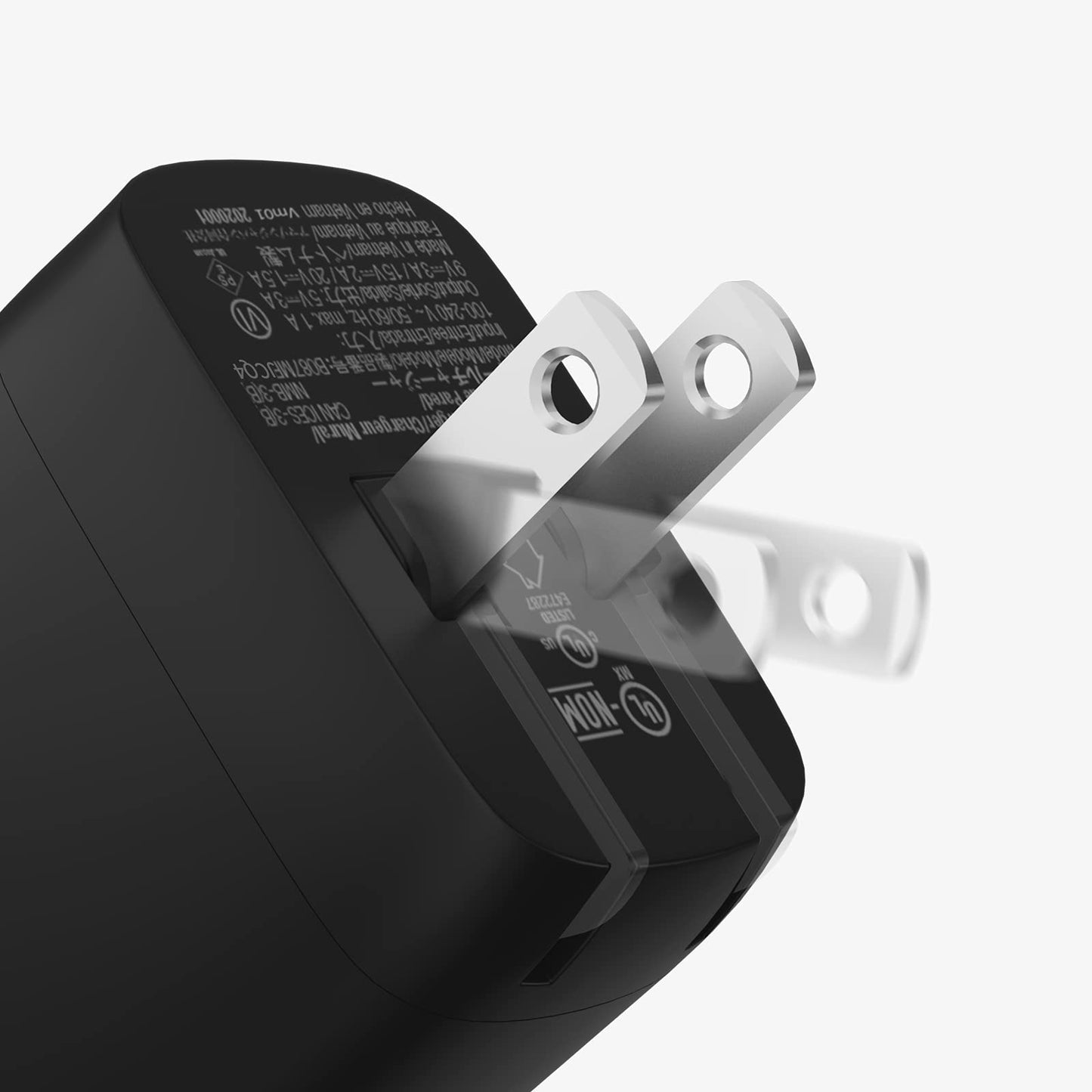 Amazon Basics 30W One-Port GaN USB-C Wall Charger with Power Delivery PD for Tablets & Phones (iPhone 14/13/12/11/X,iPad,Samsung)-White (non-PPS)