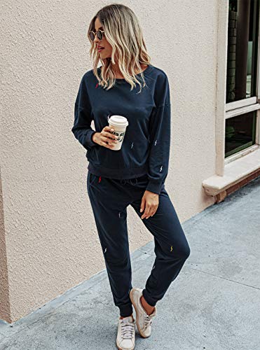 PRETTYGARDEN Women's Tie Dye Two Piece Tracksuit Set Long Sleeve Sweatshirt with Long Pants (Grey,X-Large)