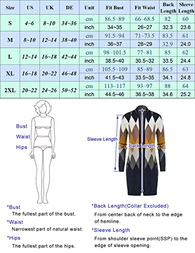 GRACE KARIN Women's Cardigan Sweater Color Block Long Sleeve Casual Long Sleeve Argyle Black S