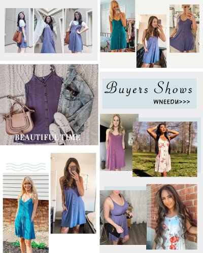 WNEEDU Women Summer Dress Sexy V Neck Button Down Floral Print Swing Mini Tunic Dress with Pockets (XL, Rose White)