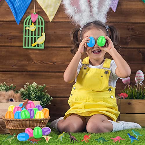 Dokeawo Easter Eggs Filled with Toys, 10Pcs Easter Eggs with 10Pcs Mini Pull-back Car Toys for Easter Egg Hunt, Easter Gifts for Kids, Easter Basket Stuffers for Kids