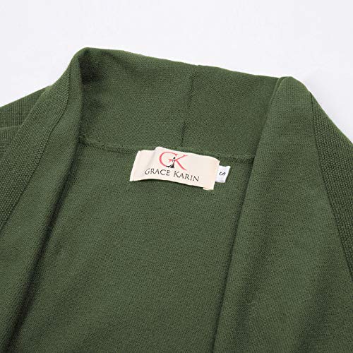 GRACE KARIN Women's Cardigan Sweater Color Block Long Sleeve Casual Long Sleeve Argyle Black S