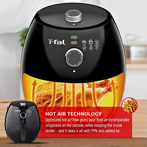 T-Fal Air Fryer, Friteuse, Easy Fry, Low Oil, Patented Basket System, 4.4Qt / 4.2L, EY201850, Black