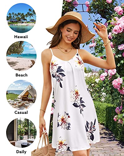 ULTRANICE Women's Summer Casual Spaghetti Straps Floral Swing Beach Dresses Mini Sun Dress
