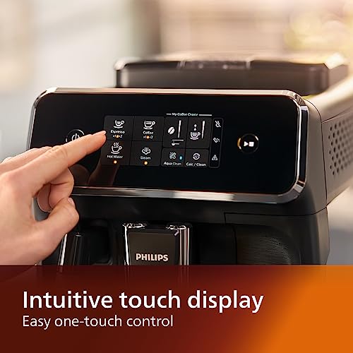 Philips 2200 Series Fully Automatic Espresso Machine, LatteGo Milk Frother, 3 Coffee Varieties, Intuitive Touch Display, 100% Ceramic Grinder, AquaClean Filter, Aroma Seal, Black (EP2230/14)