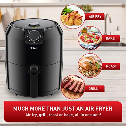 T-Fal Air Fryer, Friteuse, Easy Fry, Low Oil, Patented Basket System, 4.4Qt / 4.2L, EY201850, Black