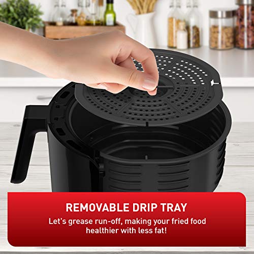 T-Fal Air Fryer, Friteuse, Easy Fry, Low Oil, Patented Basket System, 4.4Qt / 4.2L, EY201850, Black