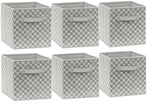 SimpleHouseware Storage Bin Cube Foldable Organizer, Grey - Pack of 6